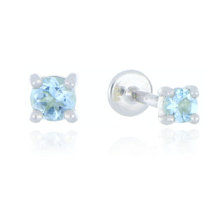 A&S Ear Styling Collection 14ct White Gold 3mm Aquamarine Single Stud Earring