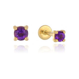 A&S Ear Styling Collection 14ct Yellow Gold 3mm Amethyst Single Stud Earring