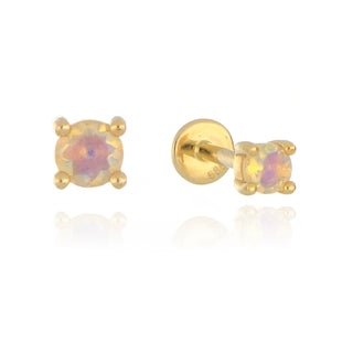 A&S Ear Styling Collection 14ct Yellow Gold 3mm Opal Single Stud Earring