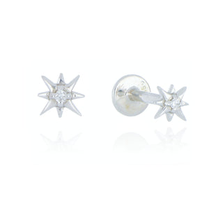 A&S Ear Styling Collection 14ct White Gold Diamond Star Single Stud Earring