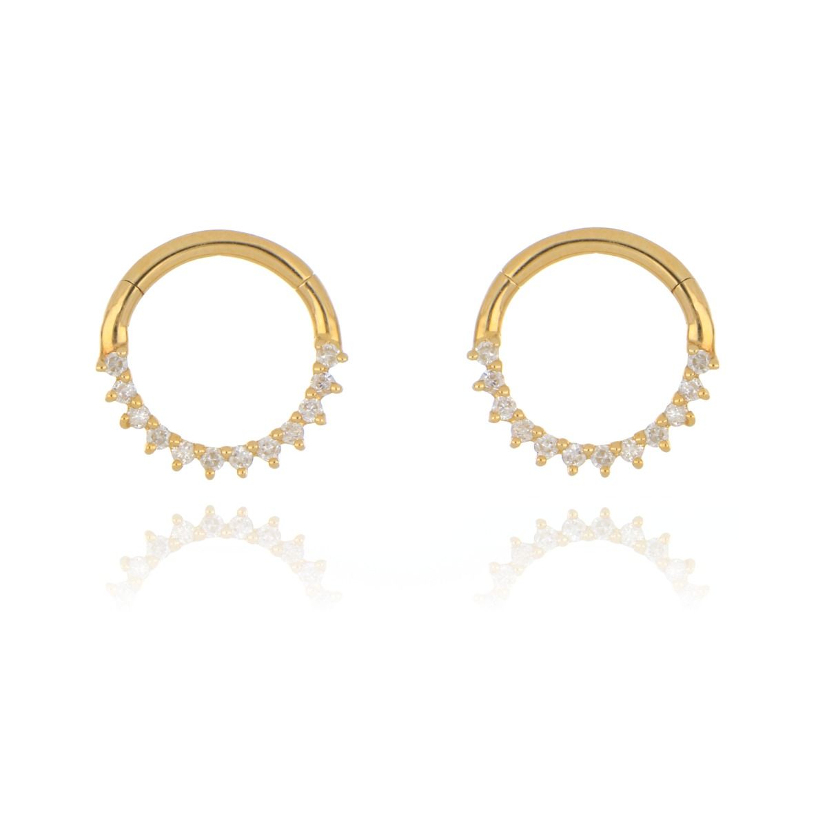 A S Ear Styling Collection 14ct Yellow Gold Diamond Side Set Single Hoop Earring