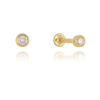 A&S Ear Styling Collection 14ct Yellow Gold 2mm Rubover Diamond Single Stud Earring