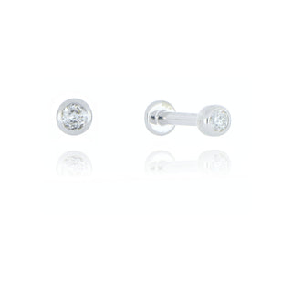 A&S Ear Styling Collection 14ct White Gold 2mm Rubover Diamond Single Stud Earring