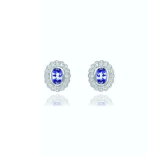 Fine Jewellery Jewellery 9ct White Gold 1.04cttw Tanzanite and Diamond Stud Earrings 1228003