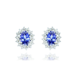 Fine Jewellery Jewellery 9ct White Gold 1.09cttw Tanzanite and Diamond Stud Earrings 1228007