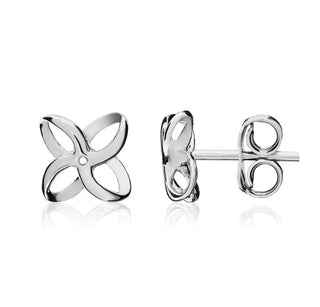 Fine Jewellery Jewellery 9ct White Gold Simple Flower Stud Earrings 1289631