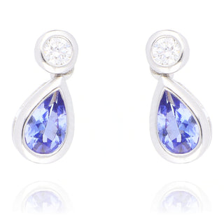 Fine Jewellery Jewellery 18ct White Gold 0.44ct Pear Cut Tanzanite & Diamond Drop Earrings 1289743