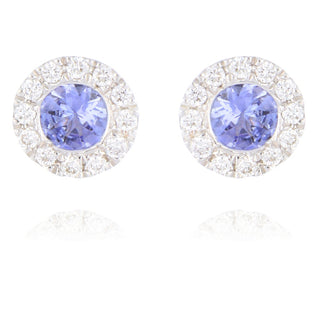 Fine Jewellery Jewellery 18ct White Gold 0.24ct Round Brilliant Tanzanite & Diamond Stud Earrings 1289825
