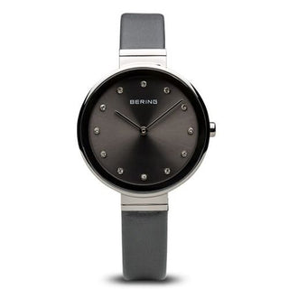 Bering Ladies Classic Grey Leather Strap Watch