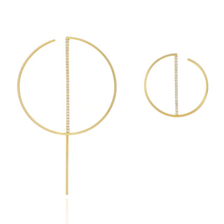 18ct Yellow Gold 0.32ct Diamond Circle Asymmetrical Earrings