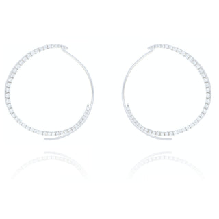 18ct White Gold 1.07ct Diamond Circle Hook Earrings