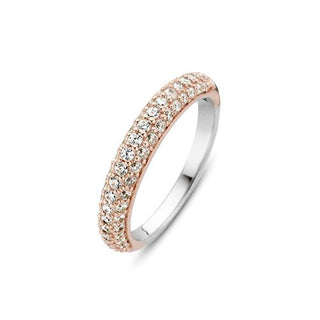 Ti Sento Rose Gold Plated Pave Cz Ring - Size 54