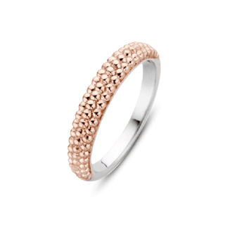 Ti Sento Rose Gold Plated 3 Row Beaded Ring - Size 54