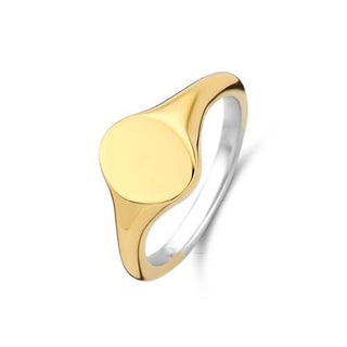 Ti Sento Yellow Gold Plated Oval Signet Ring - Size 56