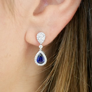 18ct White Gold 1.52ct Sapphire And Diamond Drop Earrings