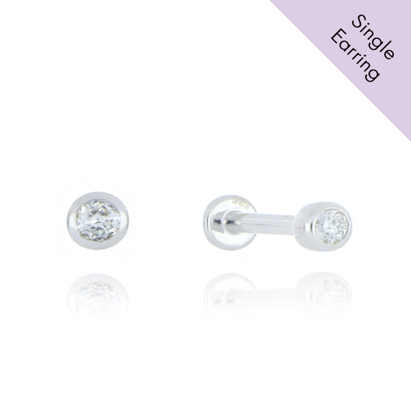 14K White Gold Plated Cubic Zirconia Stud Earrings - Hypoallergenic Pack Of 4 Pairs, 3/4/5/6mm