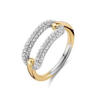 Ti Sento Yellow Gold Plated Oblong Cz Ring - Size 54