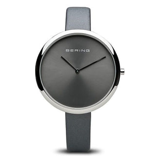 Bering Ladies Classic Grey Leather Strap Watch
