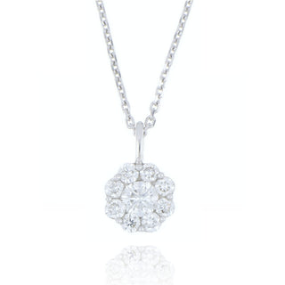 9ct white gold 0.40ct diamond cluster necklace
