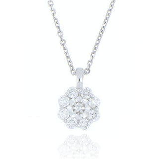 9ct white gold 0.50ct diamond cluster necklace