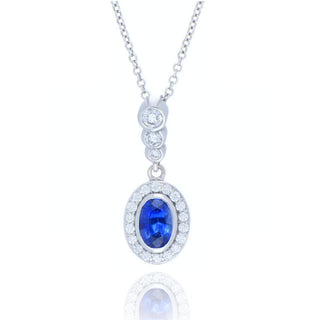 18ct white gold 0.56ct sapphire and diamond cluster necklace