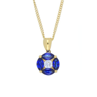 18ct Yellow Gold 0.65ct Sapphire And Diamond Cluster Necklace