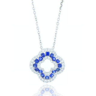 18ct white gold 0.44ct sapphire and diamond cluster necklace
