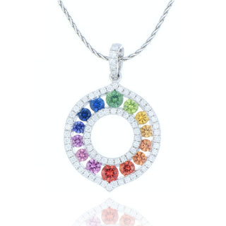18ct White Gold 0.90ct Rainbow Sapphire And Diamond Necklace