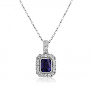 18ct White Gold 0.34ct Sapphire And Diamond Cluster Necklace