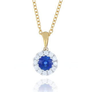 18ct Yellow Gold 0.45ct Sapphire And Diamond Cluster Necklace