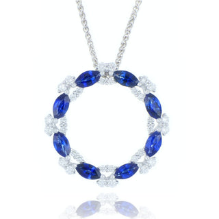18ct White Gold 1.27ct Sapphire And Diamond Circle Necklace