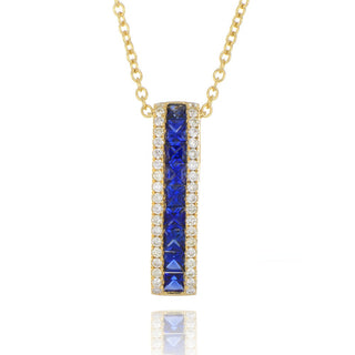 18ct Yellow Gold 0.61ct Sapphire And Diamond Bar Necklace