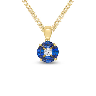 Fine Jewellery Jewellery 18ct Yellow Gold 0.65ct Sapphire and Diamond Cluster Necklace 1402381