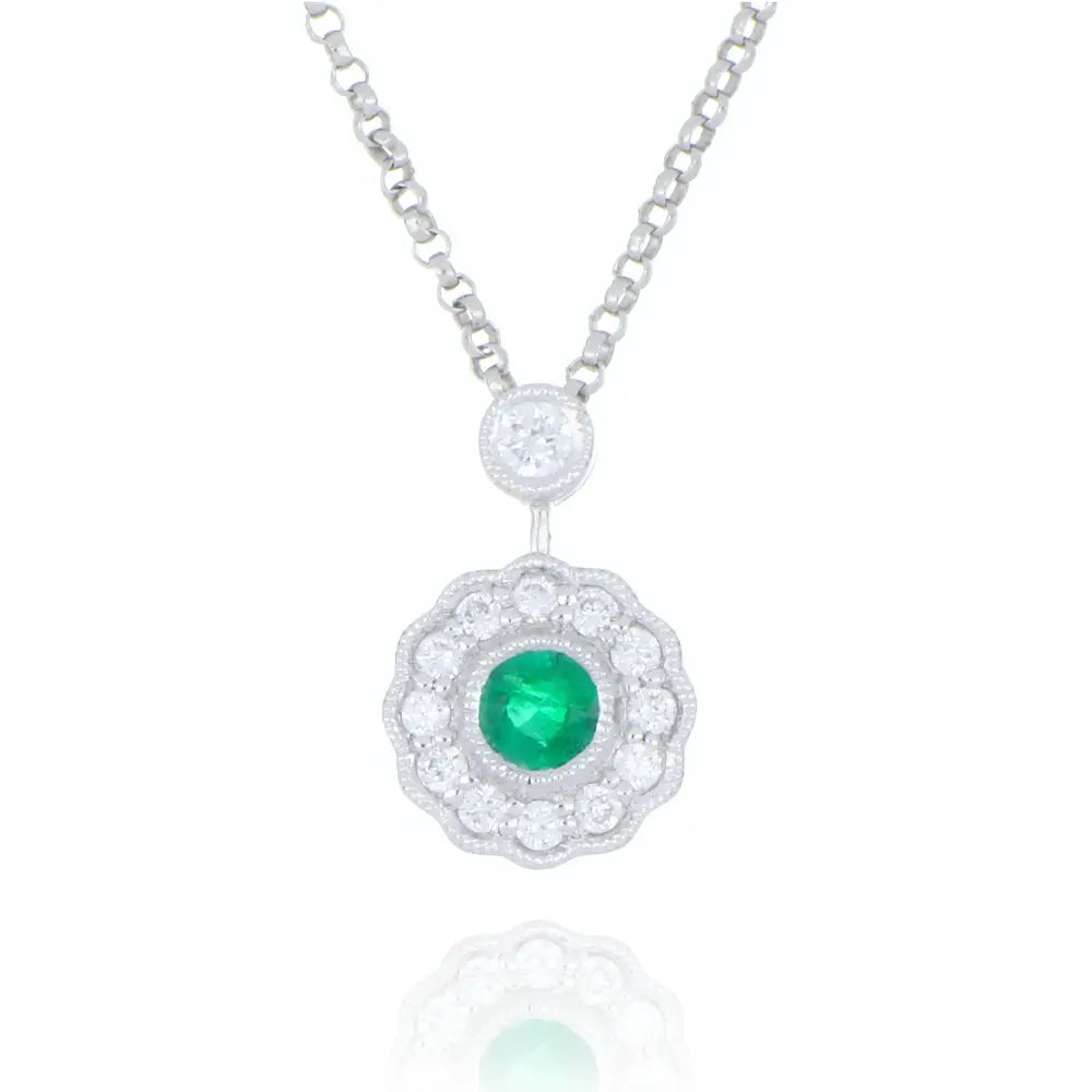 Emerald and 2025 white gold necklace