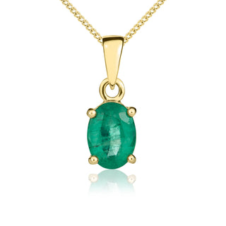 Fine Jewellery Jewellery 9ct Yellow Gold 0.73ct Emerald Solitaire Necklace 1404115