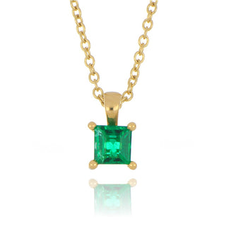 18ct yellow gold 0.40ct emerald solitaire necklace
