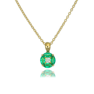 Fine Jewellery Jewellery 18ct Yellow Gold 0.61cttw Emerald and Diamond Necklace 1404161