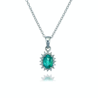 Fine Jewellery Jewellery 9ct White Gold 0.80ct Emerald and Diamond Necklace 1404165