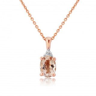9ct Rose Gold 0.54ct Morganite And Diamond Necklace