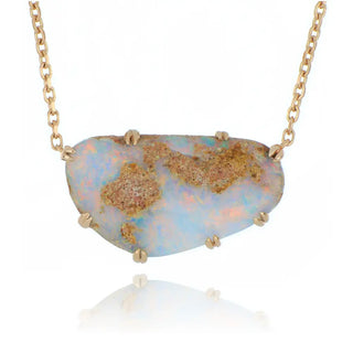 9ct rose gold 8.52ct opal with sandstone inclusions necklace