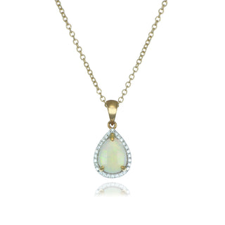 Fine Jewellery Jewellery 9ct Yellow Gold 1.07ct Opal and Diamond Pear Necklace 1406420