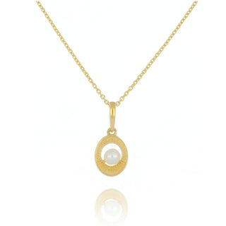 Fine Jewellery Jewellery 9ct Yellow Gold Pearl Oval Openwork Necklace 1410344