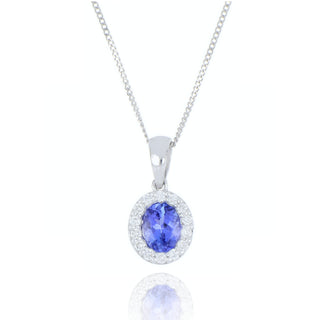 18ct White Gold 0.33ct Tanzanite and Diamond Necklace