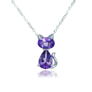 Fine Jewellery Jewellery 9ct White Gold 0.80ct Amethyst Cat Necklace 1414056