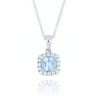 18ct White Gold 0.51ct Aquamarine and Diamond Necklace