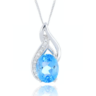 9ct white gold blue topaz and diamond necklace
