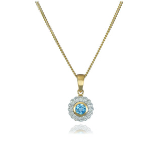 Fine Jewellery Jewellery 9ct Yellow Gold 0.29ct Blue Topaz and Diamond Necklace 1416101