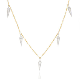 18ct Yellow Gold 0.09ct Diamond 5 Point Spear Drop Necklace