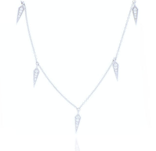 18ct White Gold 0.09ct Diamond 5 Point Spear Drop Necklace