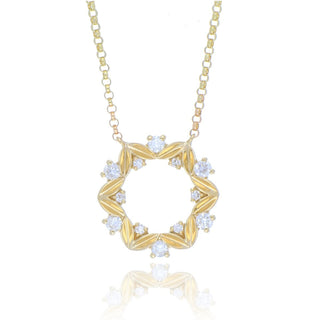 9ct Yellow Gold 0.20ct Diamond Wreath Necklace